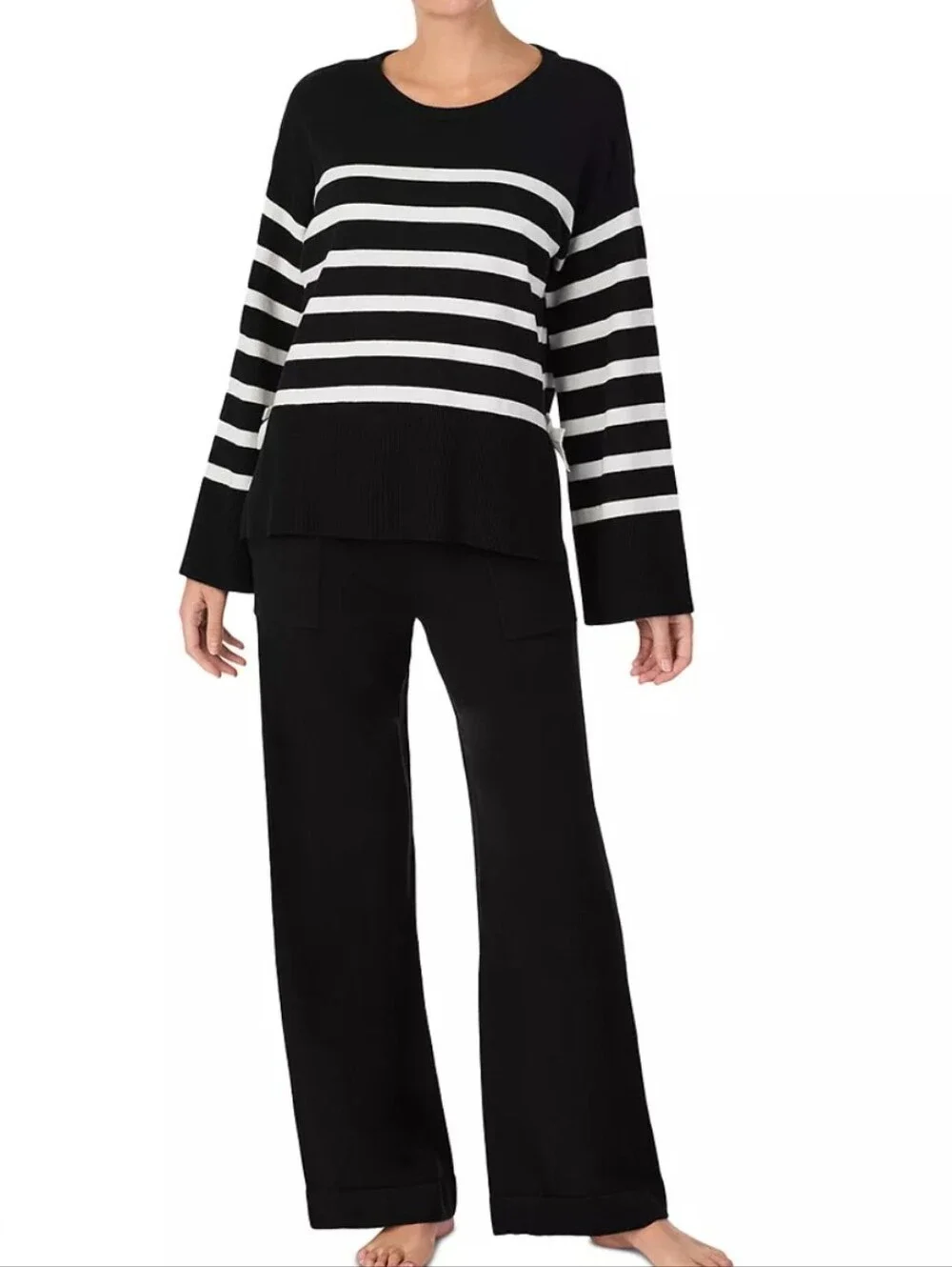 kate spade Black and White Mariner Stripe Pullover With Bows On Sides